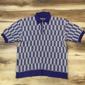 Needles Knit Polo Mens M Vintage Japanese Paper Heritage Nepenthes Purple White